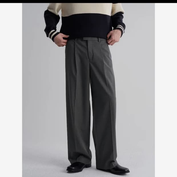 기모 와이드핏 슬랙스 그레이 