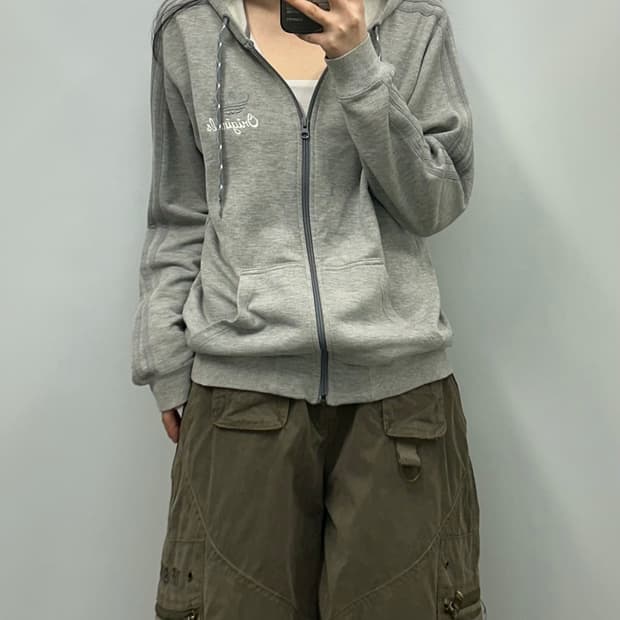 아디다스 사이드라인 그레이 후드집업 