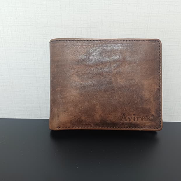 Avirex 남성 가죽 반지갑 브라운레더