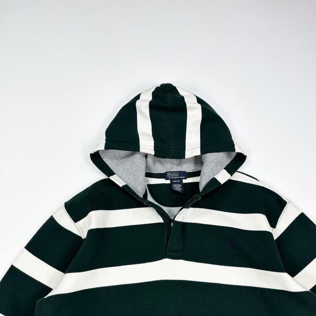 폴로 랄프로렌 포니 보이즈 스트라이프 럭비 후드티 (실측 M)