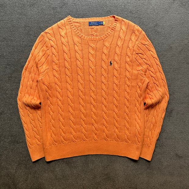 폴로 랄프로렌 오렌지 케이블 니트 L