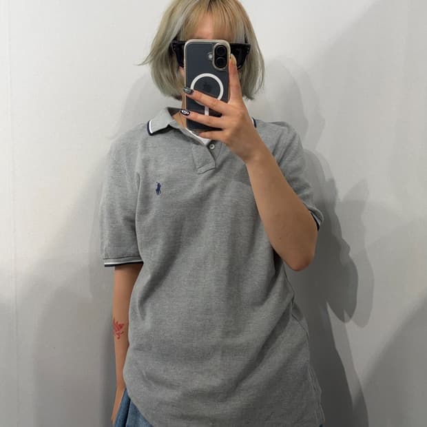 S 폴로 랄프 로렌 클래식 핏 그레이 반팔 폴로 셔츠