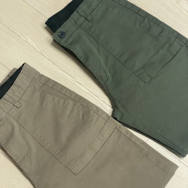 [퍼티그 스판 면 팬츠] 베이지+카키 2벌 세트, 새상품급, 30~32