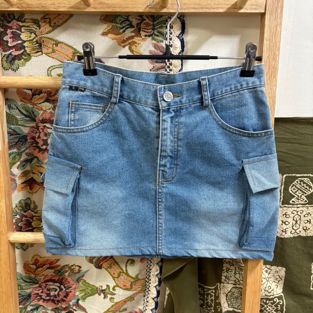 데님 카고 미니스커트