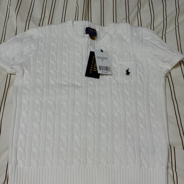 폴로 걸즈 화이트 반팔 니트