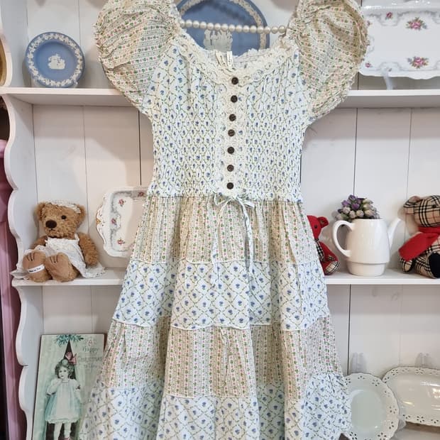 빈티지 플라워 퍼프 캉캉 원피스