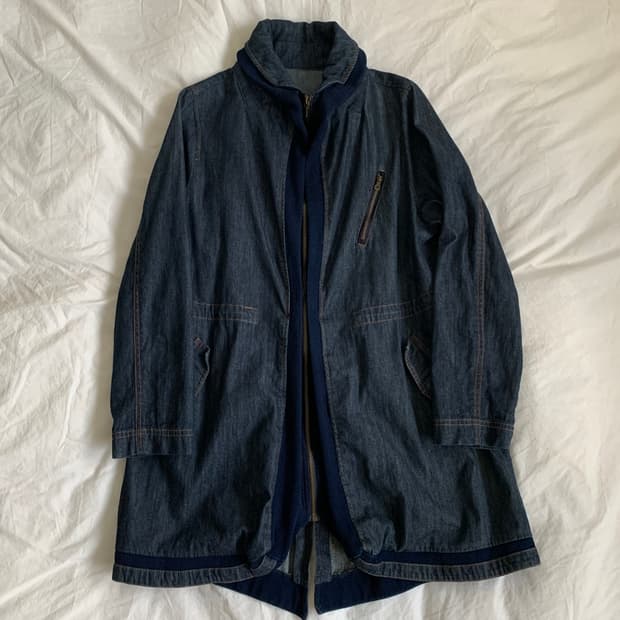 데님 쁘띠넥 롱자켓