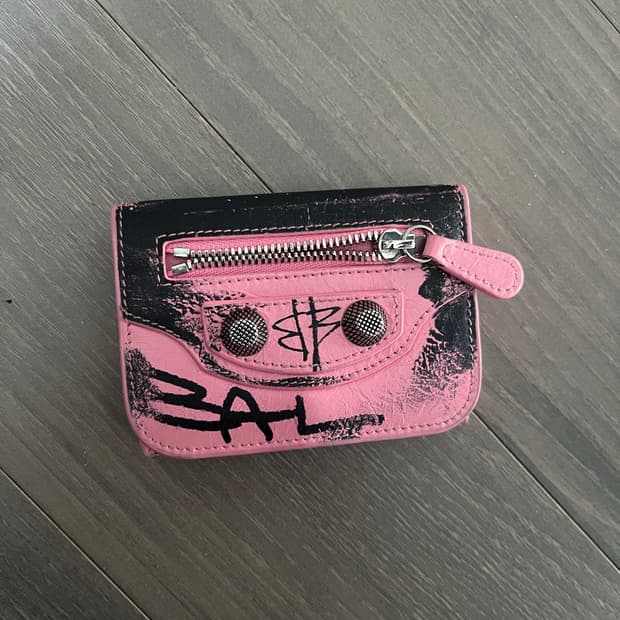 발렌시아가 르카골 그래피티 미니지갑 핑크