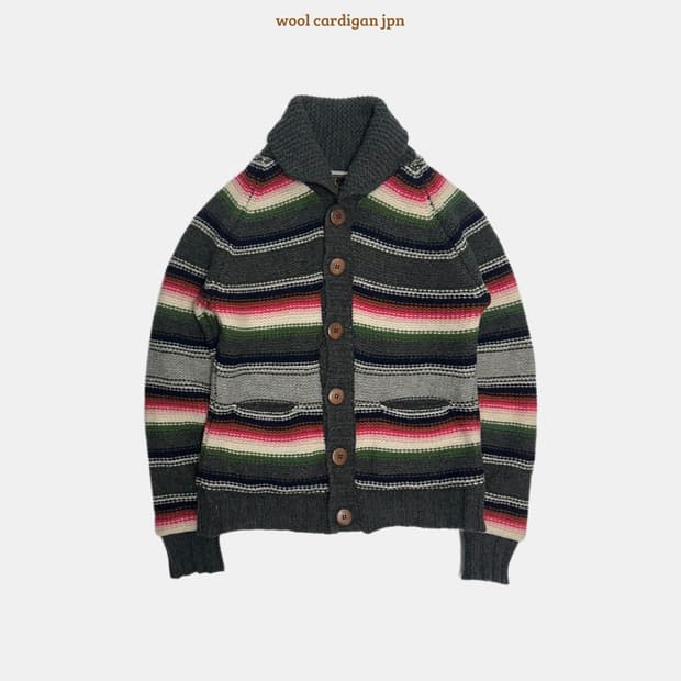 Go Slow Caravan 모 숄카라 니트 가디건 일본빈티지