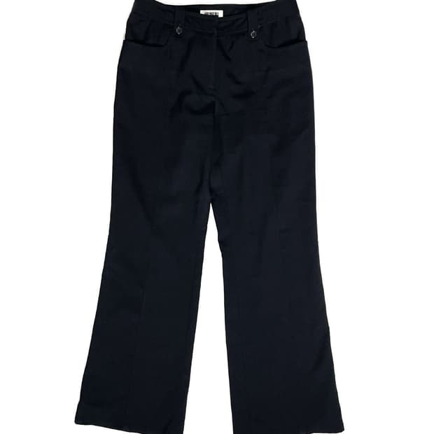 Hiroko Bis 스트레이트 블랙 팬츠