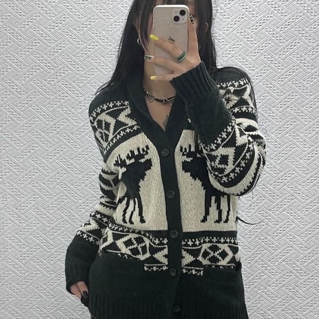 아베크롬비 희귀 노르딕 코위찬 홀리데이 딥그린 가디건 S C07591