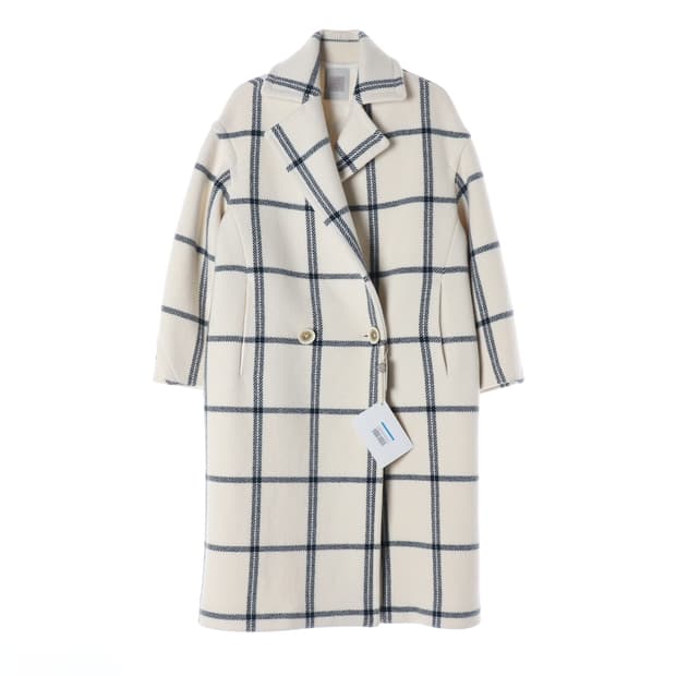 (새상품) 일레븐티 체크 패턴 울 롱 코트