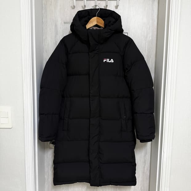 공용 85 XS / 휠라 구스다운 블랙 롱패딩