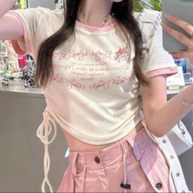 스트링 반팔 티셔츠