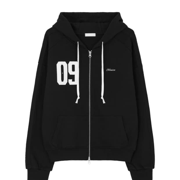 클리시어 09 넘버링 후드집업 기모 블랙