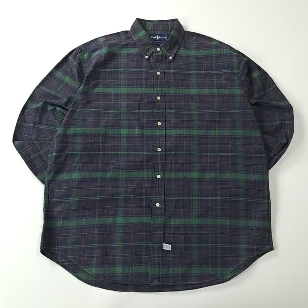 CA415 XL 폴로 90s 페이디드 블랙워치 타탄체크 셔츠 남방