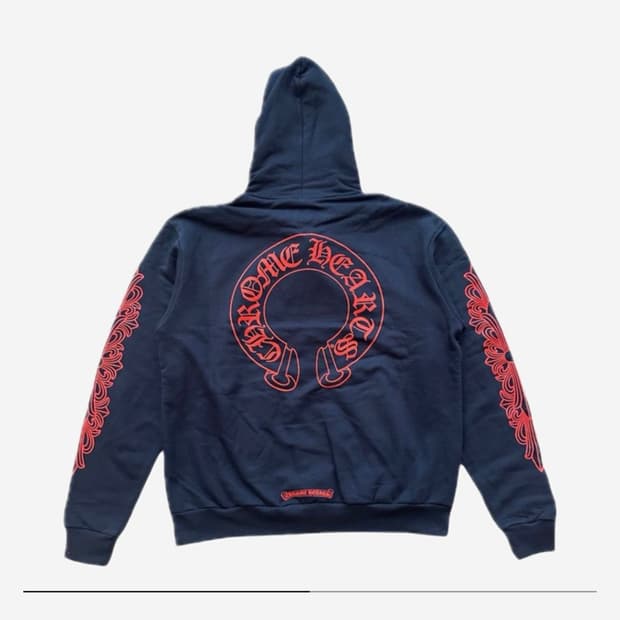 크롬하츠 홀스슈 플로랄 후드 네이비