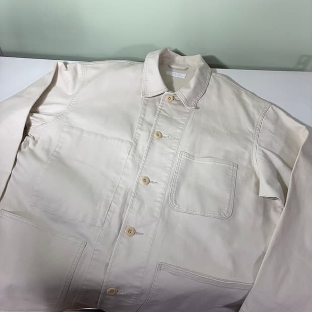 XL 유니클로 크림아이보리 오버핏 코튼 워크자켓