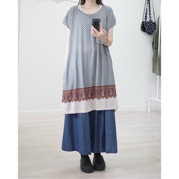 수나오쿠와하라 Sunao kuwahara mint dot one-piec