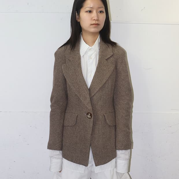비비안 웨스트우드 레드라벨 헤링본 울 블레이저