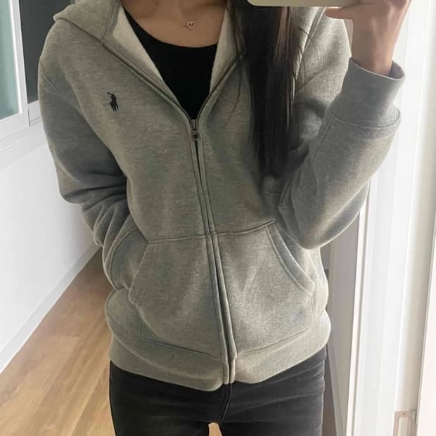 폴로 후드집업 그레이