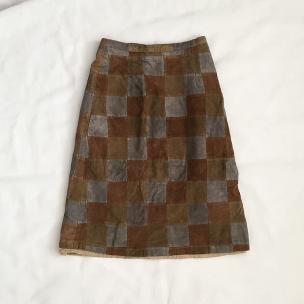 Goatskin Patchwork Midi Skirt