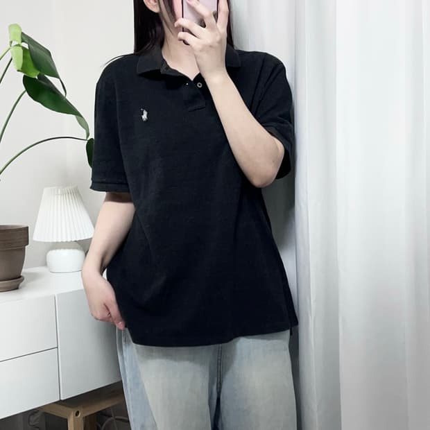 폴로 딥챠콜 / 실버포니 반팔카라티 [ L ]