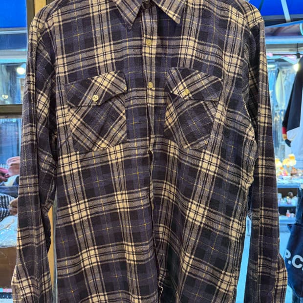 911스포츠웨어 네이비 플란넬 체크셔츠 