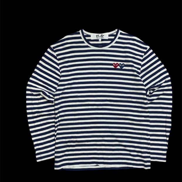 꼼데가르송 더블 하트 네이비 정품 롱슬리브 