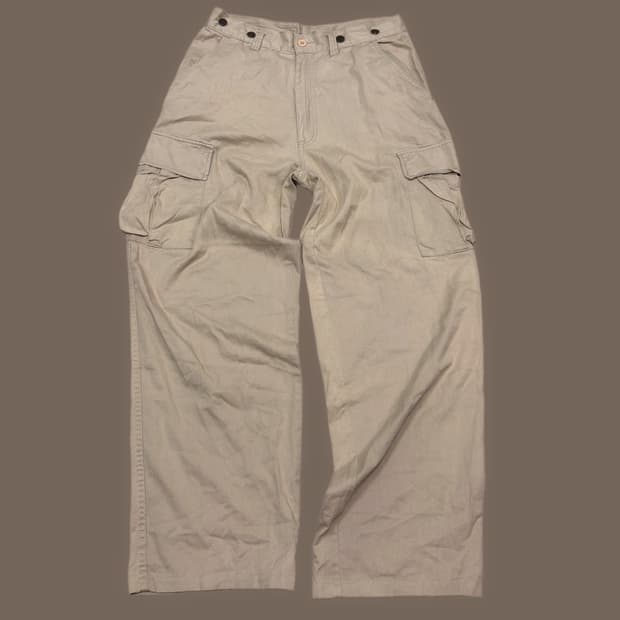 일본 빈티지 스트릿 아카이브 한정 베이지 카고 데님 팬츠