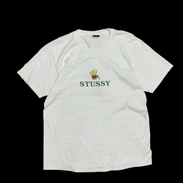 스투시 크라운 화이트 티셔츠 (롤렉스 느낌)