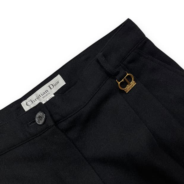 크리스찬 디올 스포츠 90s CD 금장 로고 울 락시크 슬랙스