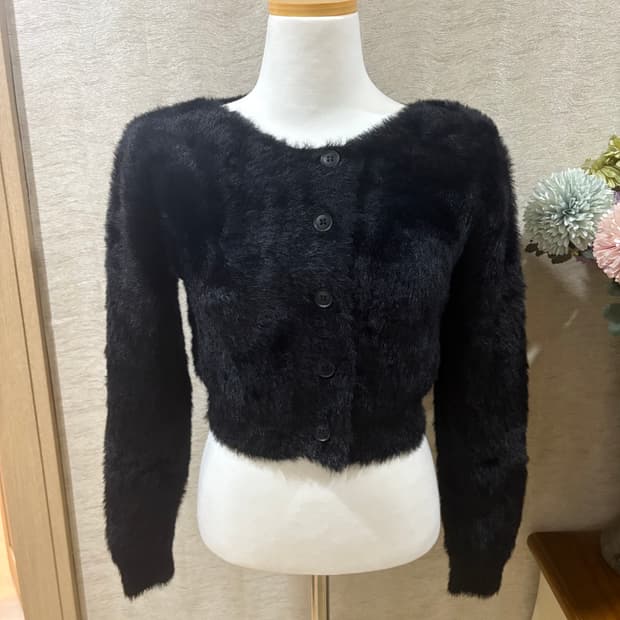 블랙 퍼 니트 55사이즈