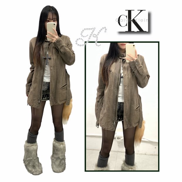 [CALVIN KLEIN] 카키브라운 y2k 자켓