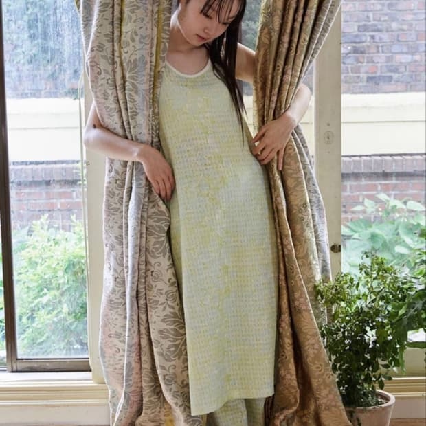 리즘 월 프린트 레이어드 원피스 그린 / rysm 레이어링 그리너리