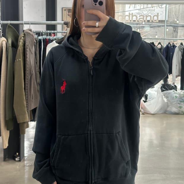 폴로랄프로렌 빅포니 후드집업 블랙