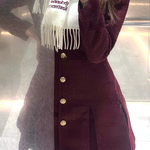 h&m 버건디 부클레 드레스