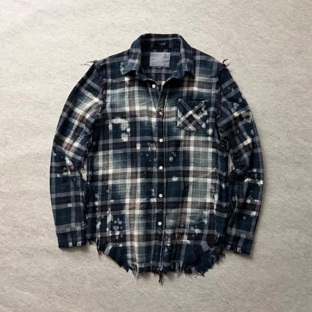 R13 블리치드 체크셔츠