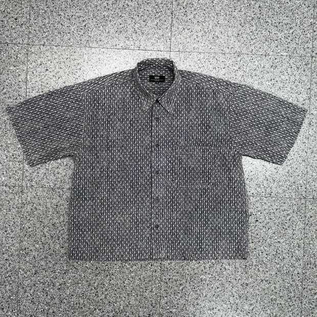 vintage micro pattern boxy crop shirt
