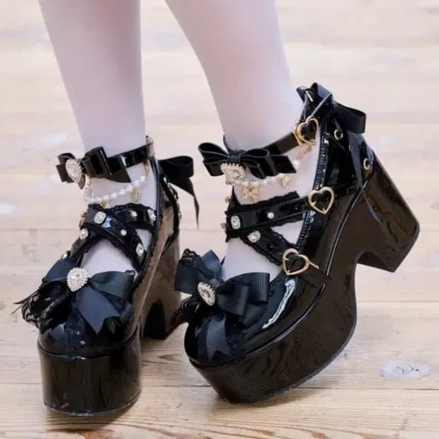 리즈리사 리본 스트랩 통굽 L사이즈