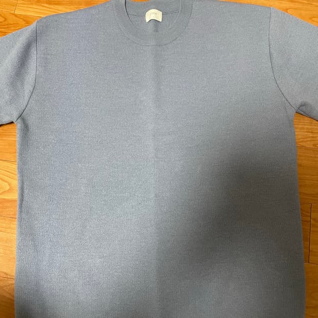 쿠어 탑필 울 라운드 니트 (블루그레이 S)