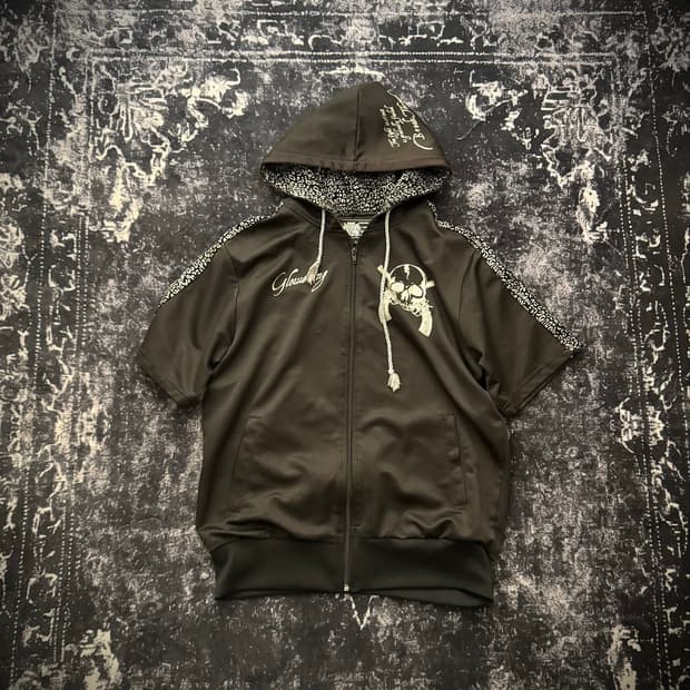 Leopard Detail Skull Hoodie Zip-Up Pric