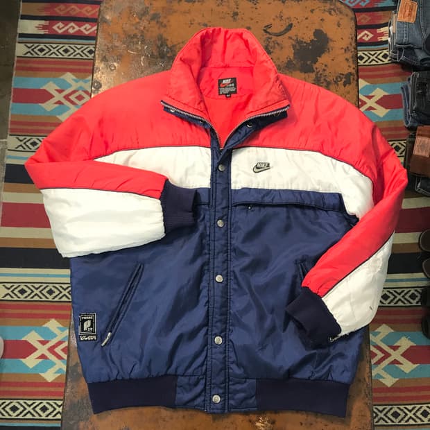 80s 나이키 레드 컬러링 푸퍼 패딩 점퍼 남성 110 사이즈 