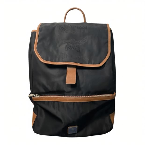 MCM 레더 트리밍 백팩 블랙 2way 데일리 (빈티지)