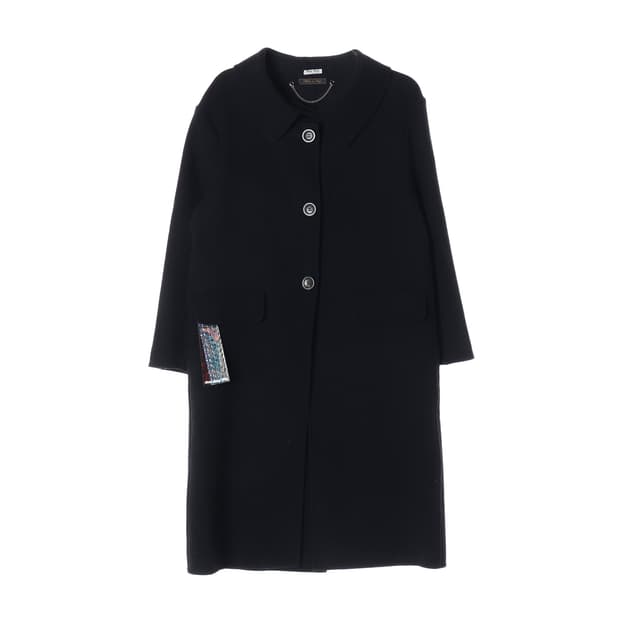 미우미우 울100% 싱글 롱 코트 블랙