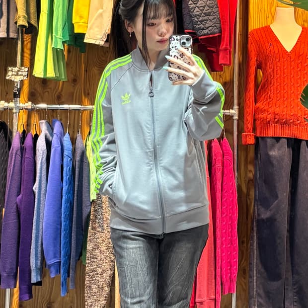 M 아디다스 파이어버드 형광라인 그레이 트랙탑