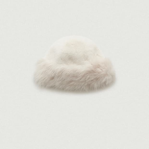 더바넷  Marron faux fur hat_Ivory
