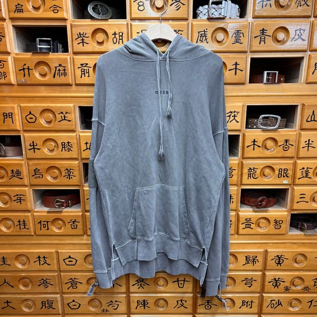 (2XL) 빈티지 손목 스트랩 디테일 그레이 후드티
