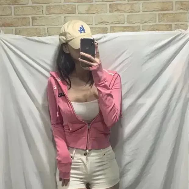 홀리스터 후드집업,S,핑크