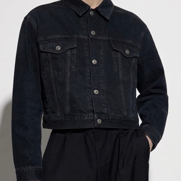 [L] 발렌시아가 크롭 스몰로고 데님자켓 블랙